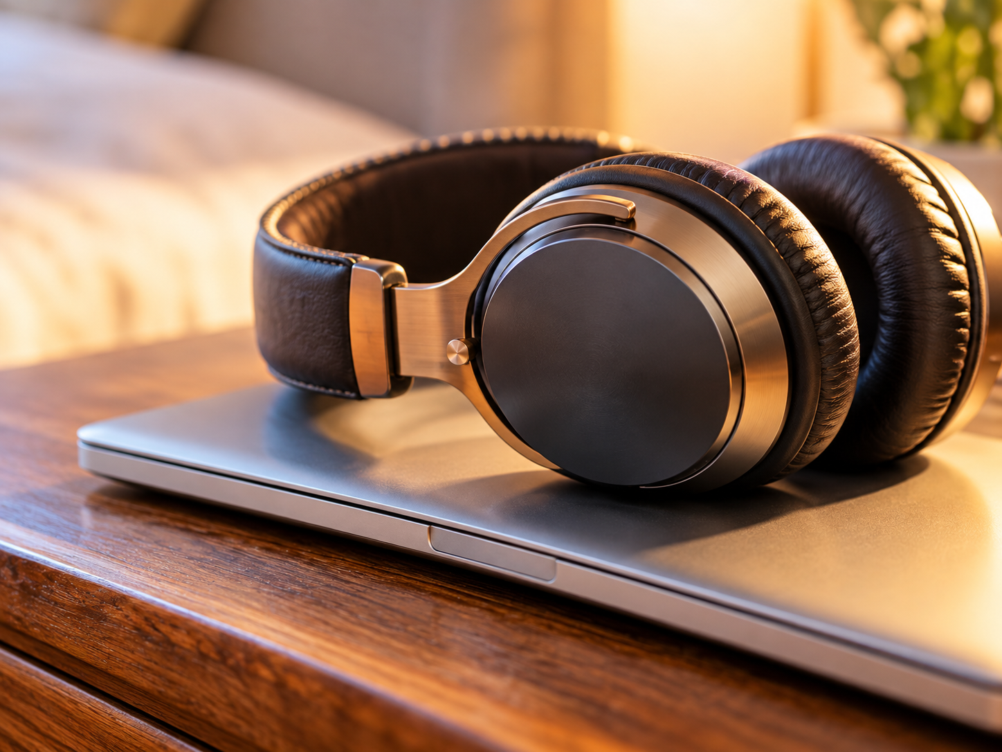 Headphones and laptop